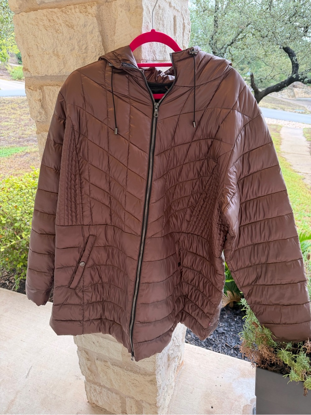 Lane Bryant Brown Quilted Hooded Puffer Jacket